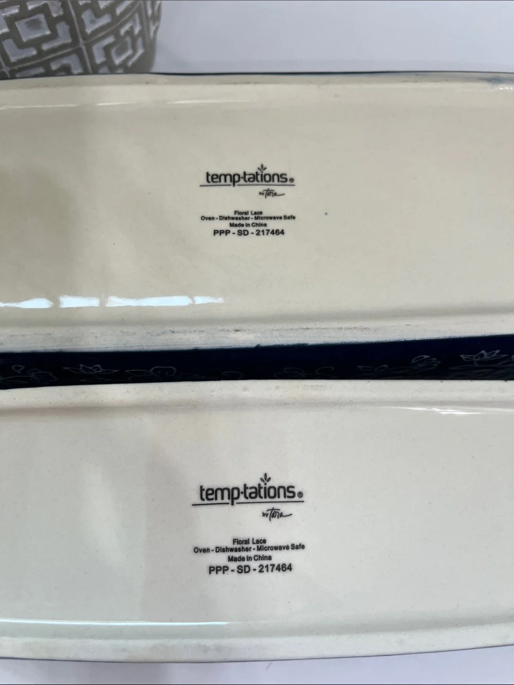 Temptations-Blue and White Floral Ceramic Serving Trays - Set of 2